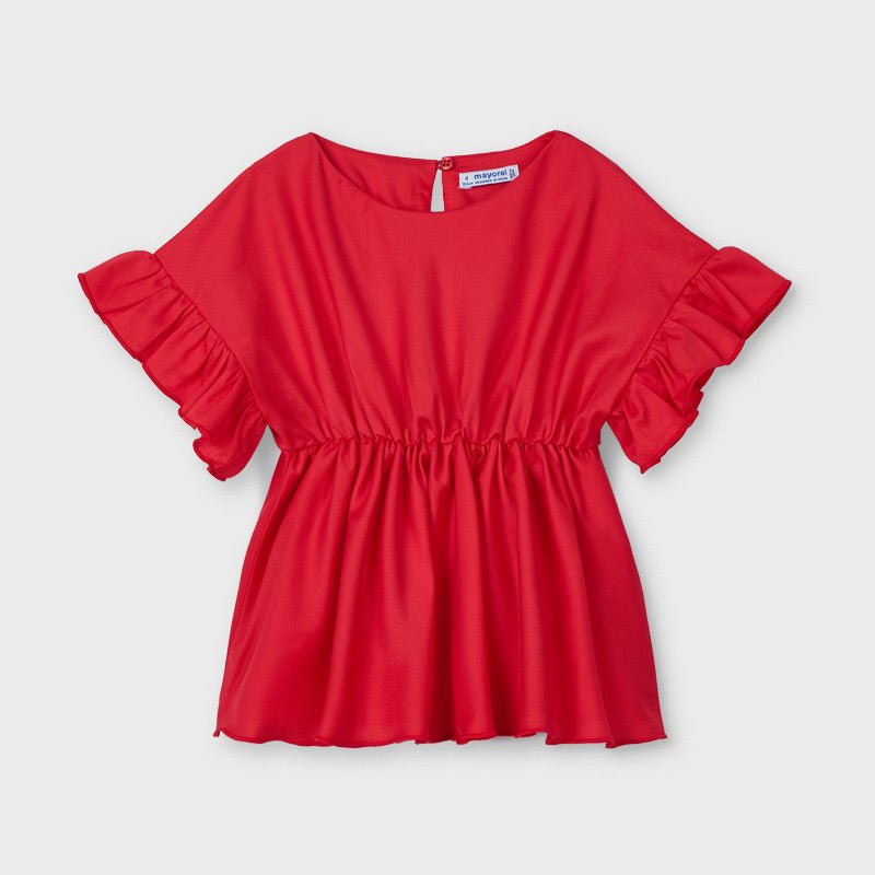 Blusa manica volant bambina Mayoral rosso papavero - ErreGiModaBimbo