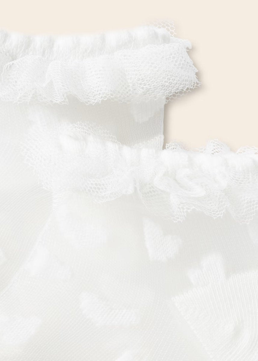 Calzini cerimonia neoanta Mayoral panna pizzo cuori - ErreGiModaBimbo