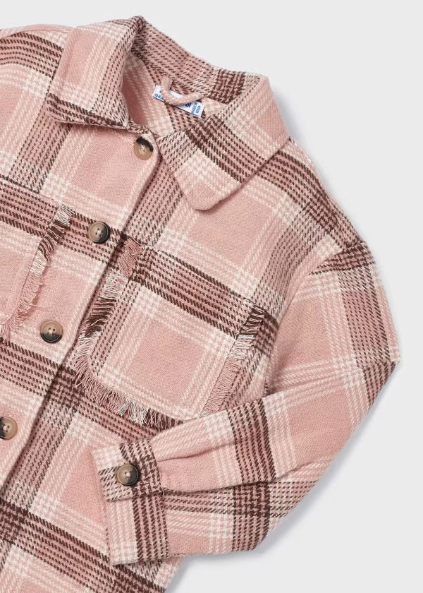 Camicia Overshirt stampata bambina Mayoral rosa quadri - ErreGiModaBimbo