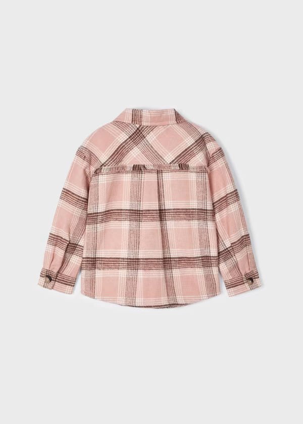 Camicia Overshirt stampata bambina Mayoral rosa quadri - ErreGiModaBimbo