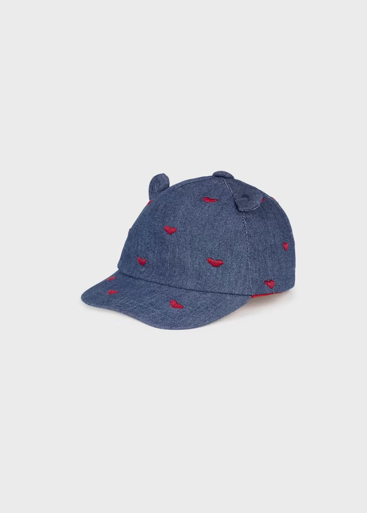 Cappello jeans con frontalino ricami cuori neonata Mayoral - ErreGiModaBimbo