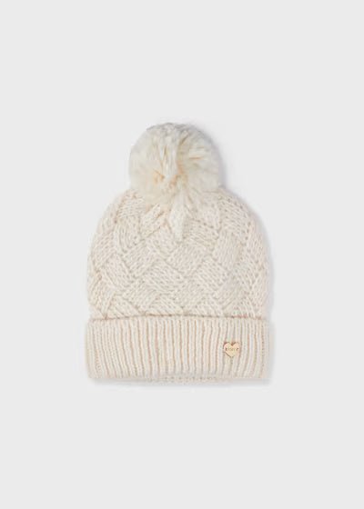 Cappello pompon bambina Mayoral panna - ErreGiModaBimbo