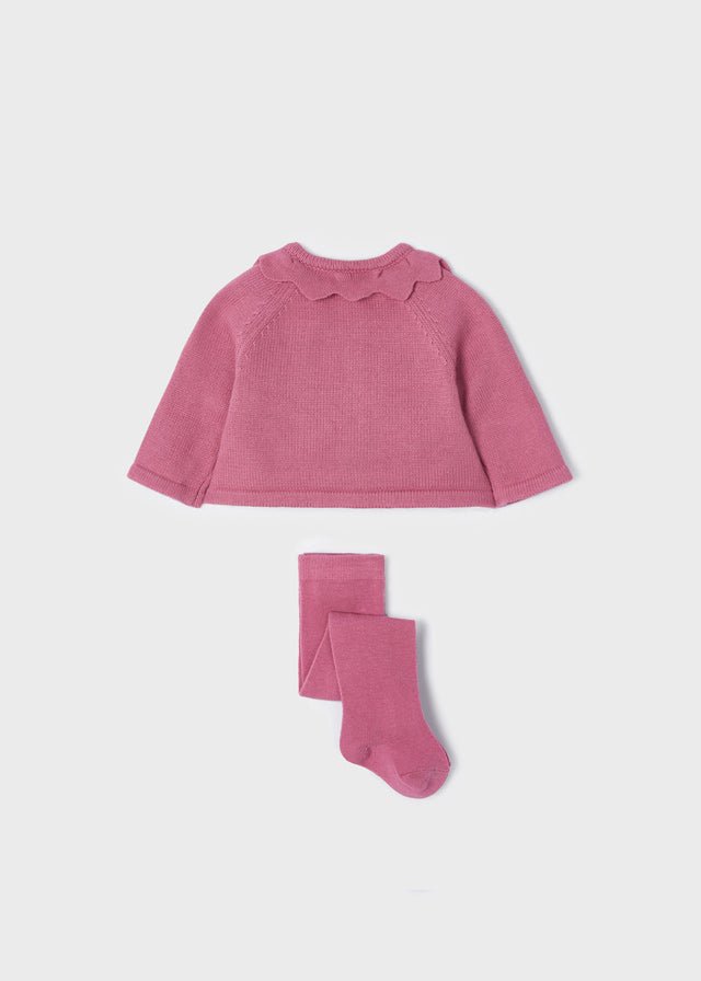 Cardigan tricot lampone con calzamglia neonata Mayoral Newborn - ErreGiModaBimbo