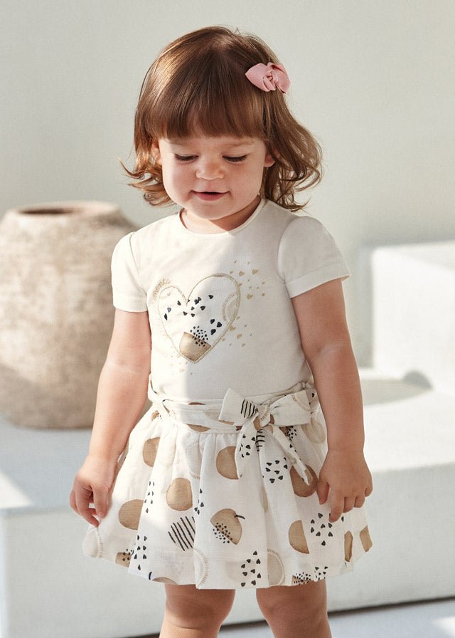 Completo bianco gonna stampata neonata Mayoral - ErreGiModaBimbo