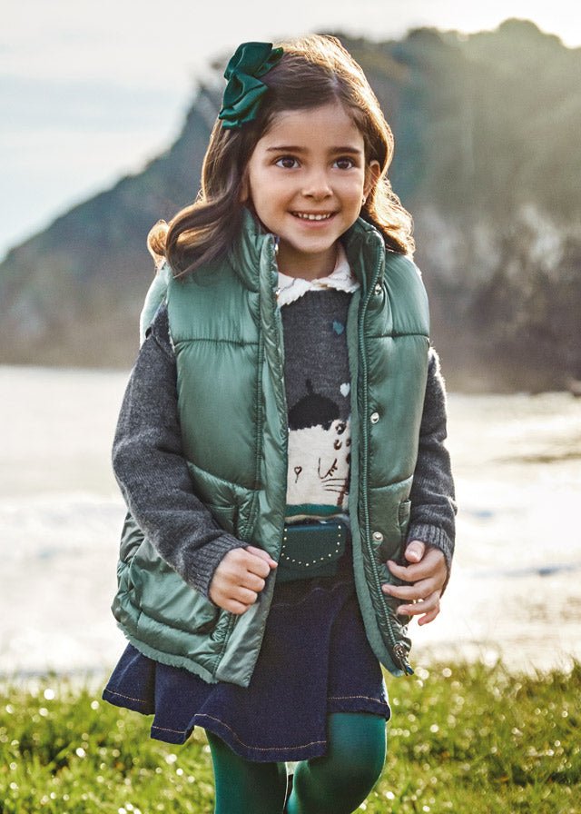 Giubbino smanicato reversibile bambina Mayoral verde - ErreGiModaBimbo