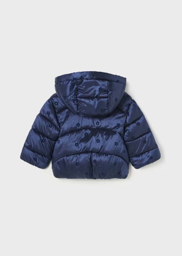 Giubbotto con cappuccio neonata Mayoral blu metalizzato - ErreGiModaBimbo