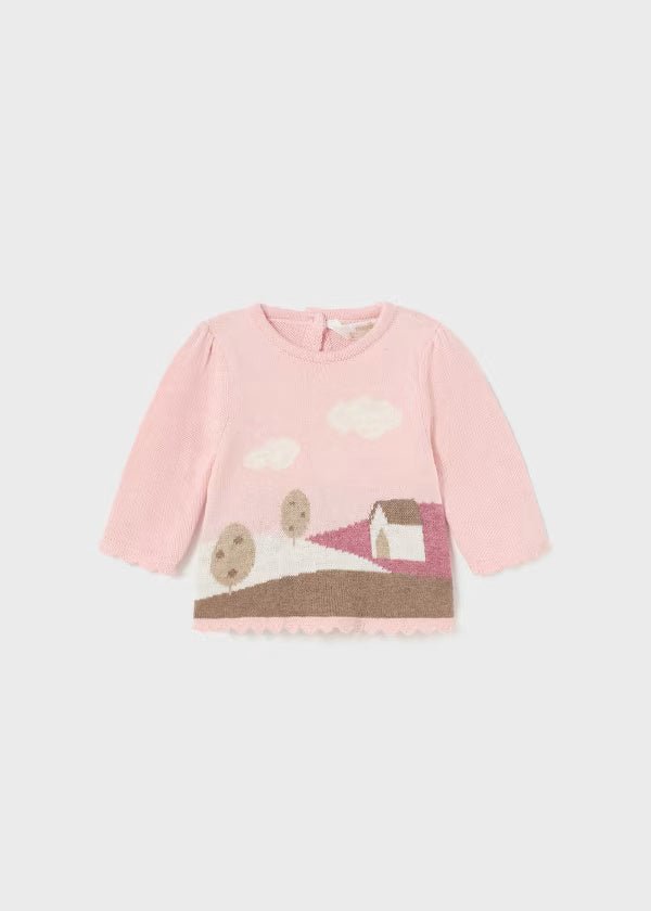 Maglione jacquard paesaggio rosa neonata Mayoral Newborn - ErreGiModaBimbo