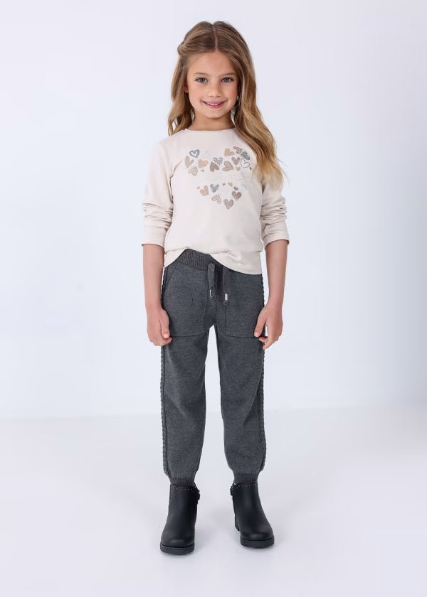 Pantaloni jogger in tricot da bambina Mayoral girgio - ErreGiModaBimbo