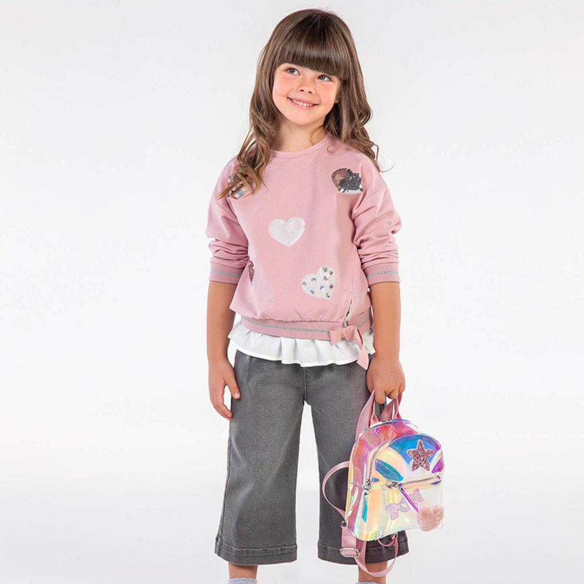 Pantaloni palazzo in jeans grigio bambina Mayoral - ErreGiModaBimbo