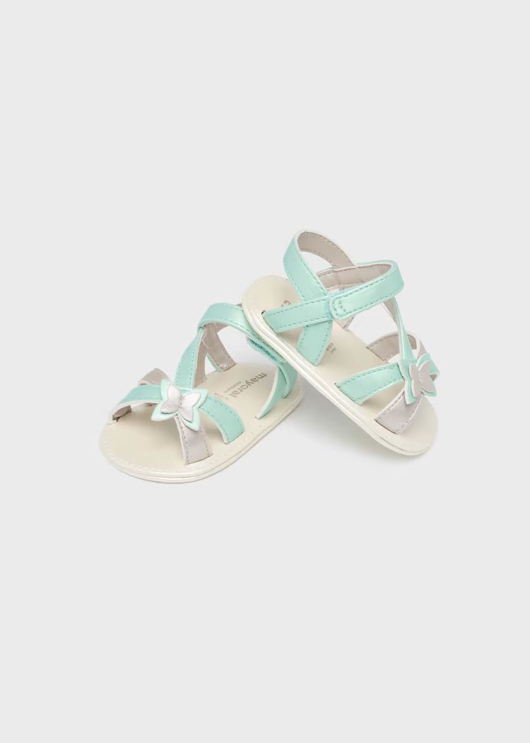 Sandali stampati con chiusura velcro neonata Mayoral Newborn verde acqua - ErreGiModaBimbo