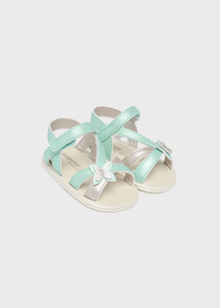 Sandali stampati con chiusura velcro neonata Mayoral Newborn verde acqua - ErreGiModaBimbo