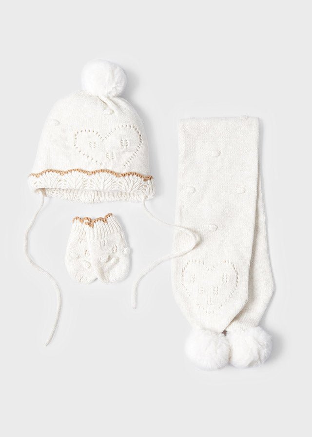 Set 3 pezzi Milk cappello sciarpa e manopole neonata Mayoral - ErreGiModaBimbo