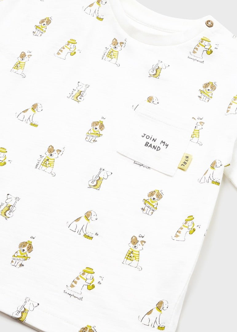 T-shirt neonato Mayoral bianca stampa cani - ErreGiModaBimbo