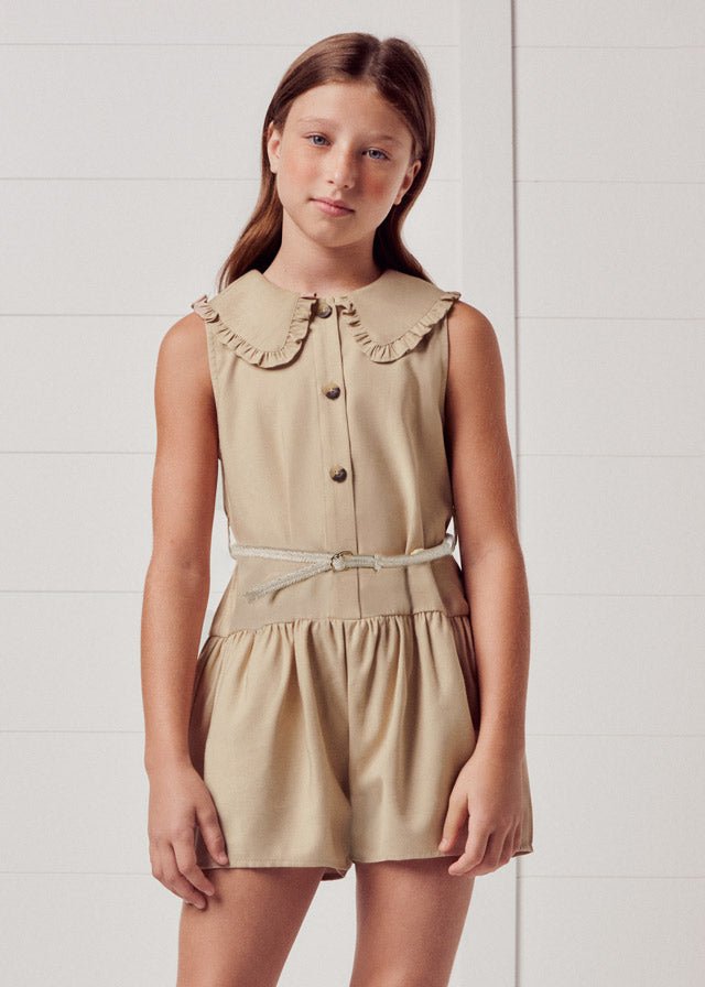 Tuta ragazza Mayoral beige con cintura abbinata - ErreGiModaBimbo