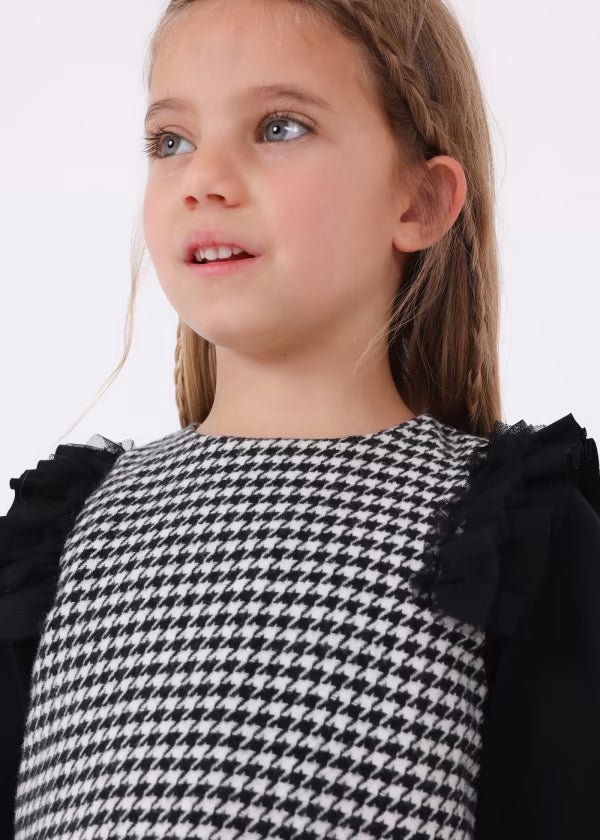 Vestito combinato bambina Mayoral fantasia pied de poule - ErreGiModaBimbo