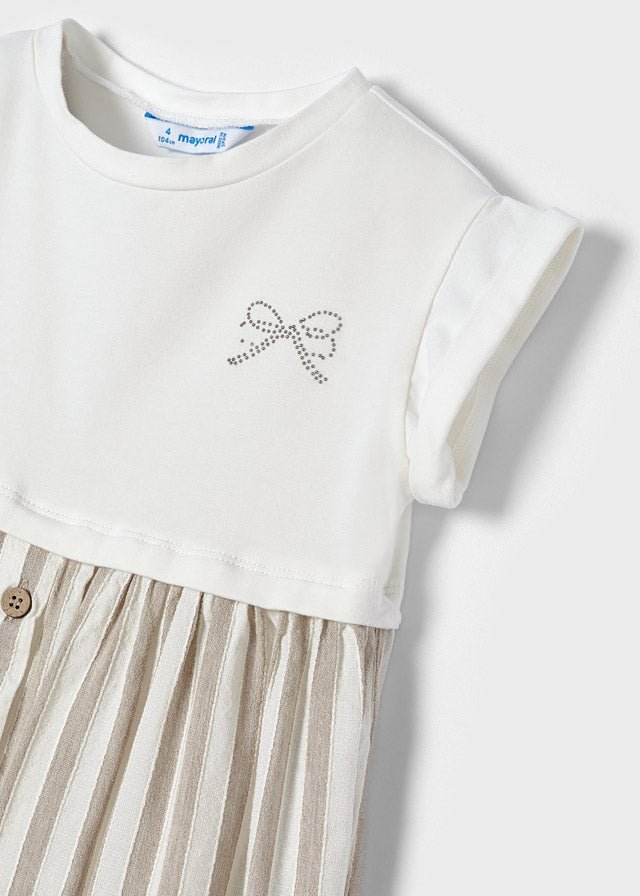 Vestito combinato bambina Mayoral righe beige - ErreGiModaBimbo