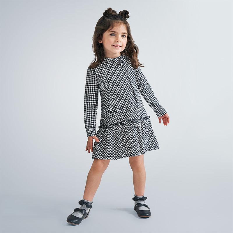 Vestito manica lunga bambina Mayoral fantasia blu marino - ErreGiModaBimbo