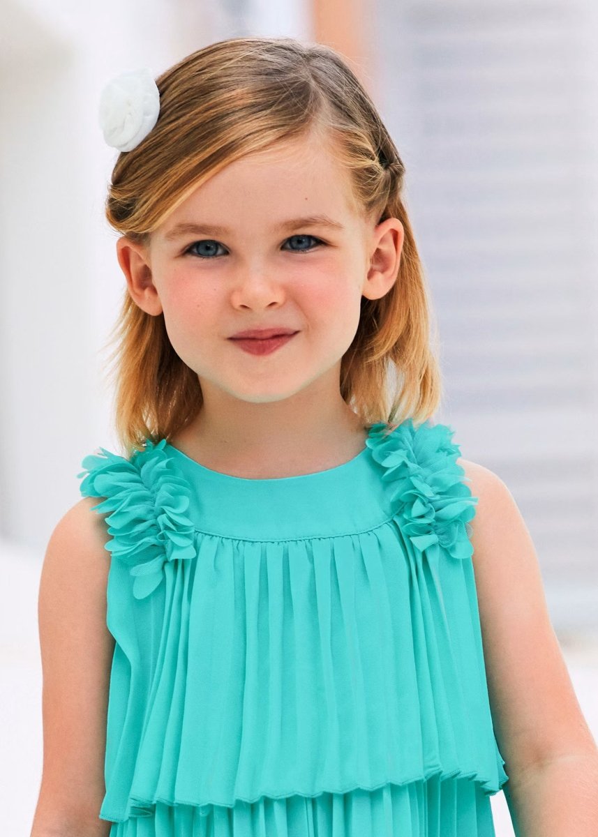 Vestito plissettato bambina Mayoral turchese - ErreGiModaBimbo
