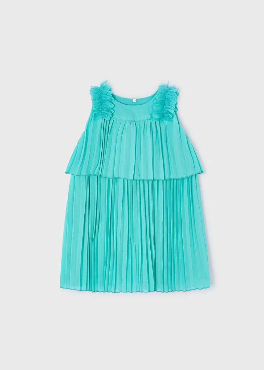 Vestito plissettato bambina Mayoral turchese - ErreGiModaBimbo