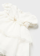 Abito velluto e chiffon neonata Mayoral Newborn color panna - ErreGiModaBimbo