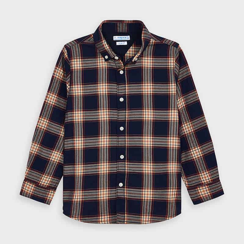 Camicia Casual manica lunga bambino Mayoral quadri blu - ErreGiModaBimbo