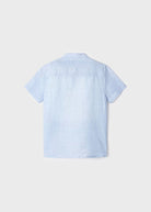 Camicia in lino manica corta coreana bambino Mayoral celeste - ErreGiModaBimbo