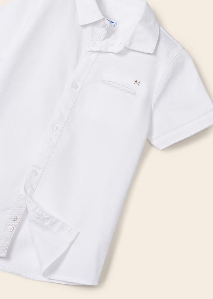 Camicia manica corta fresco cotone bambino Mayoral bianca - ErreGiModaBimbo