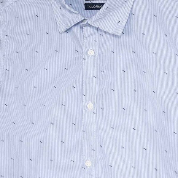 Camicia ragazzo Mayoral azzurra fantasia rigata puntini - ErreGiModaBimbo