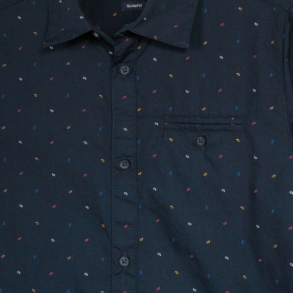 Camicia ragazzo Mayoral blu fantasia geometrica - ErreGiModaBimbo