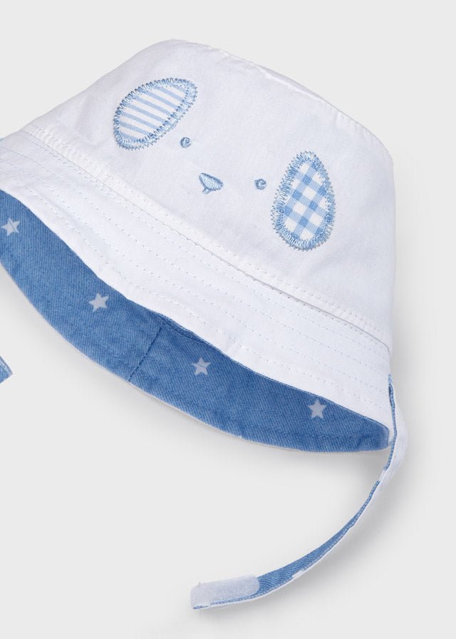 Cappello reversibile neonato Newborn bianco-blu stelle - ErreGiModaBimbo