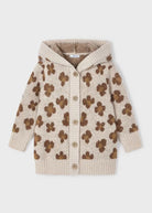 Cardigan jacquard bambina Mayoral fantasia fiori beige - ErreGiModaBimbo