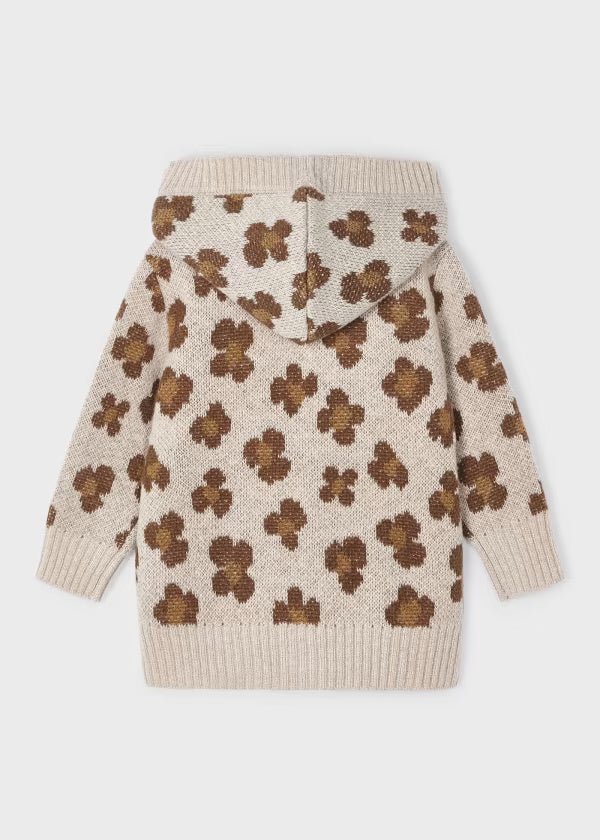 Cardigan jacquard bambina Mayoral fantasia fiori beige - ErreGiModaBimbo