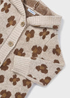 Cardigan jacquard bambina Mayoral fantasia fiori beige - ErreGiModaBimbo