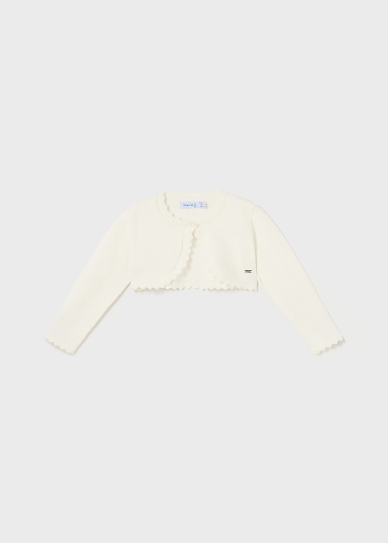 Cardigan neonata Mayoral bolerino tricot cotone sostenibile panna - ErreGiModaBimbo
