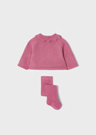 Cardigan tricot lampone con calzamglia neonata Mayoral Newborn - ErreGiModaBimbo