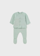 Completo 2 pezzi filo cotone neonata Mayoral Newborn verde - ErreGiModaBimbo