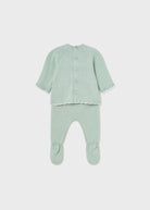 Completo 2 pezzi filo cotone neonata Mayoral Newborn verde - ErreGiModaBimbo