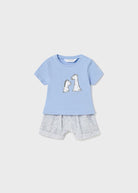 Completo 2 pezzi neonato Mayoral Newborn azzurro "Giraffa" - ErreGiModaBimbo