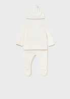 Completo 3 pezzi filo cotone neonato Mayoral Newborn panna - ErreGiModaBimbo