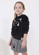 Felpa pellicciotto nera applicazioni bambina Mayoral - ErreGiModaBimbo