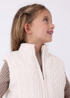 Gilet cerniera tricot intrecciato panna bambina Mayoral - ErreGiModaBimbo