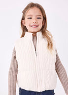 Gilet cerniera tricot intrecciato panna bambina Mayoral - ErreGiModaBimbo