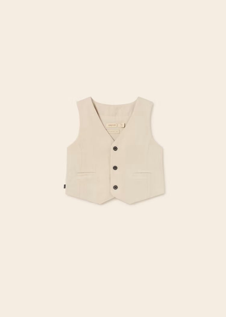 Gilet con stampa lino neonato Mayoral beige - ErreGiModaBimbo