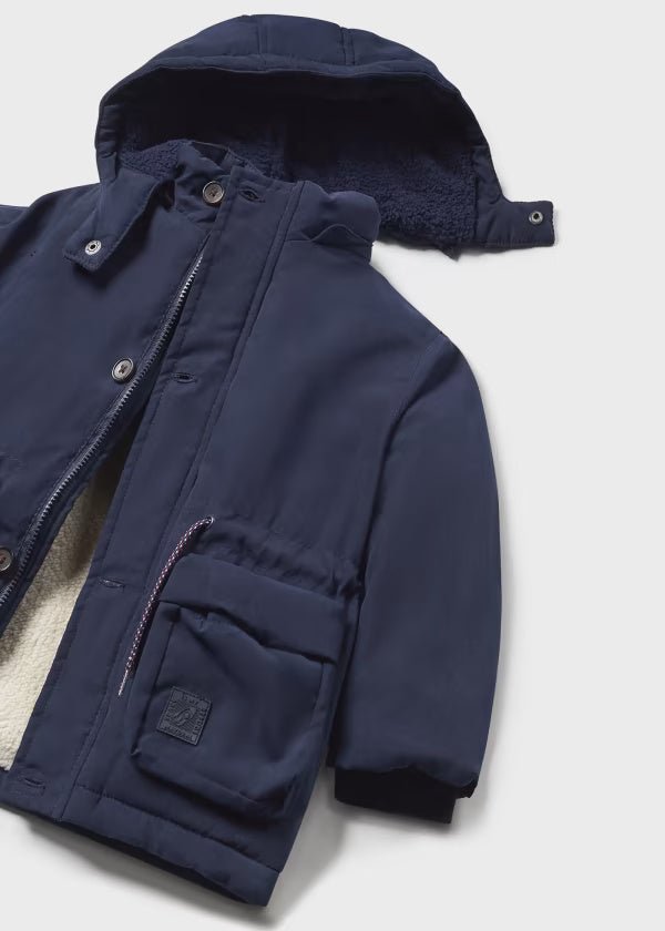 Giubbino parka neonato Mayoral cappuccio rimovibile blu - ErreGiModaBimbo