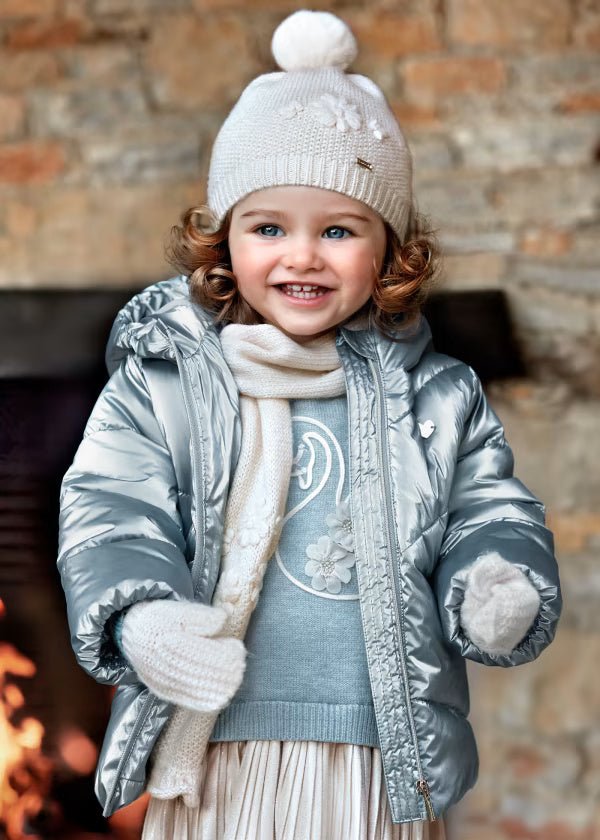 Giubbotto con cappuccio neonata Mayoral azzurro metalizzato - ErreGiModaBimbo