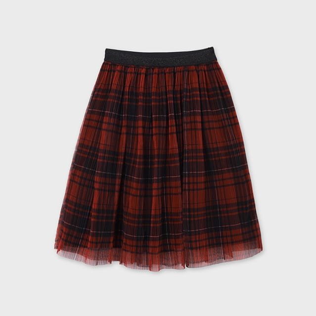 Gonna foderata in tulle scacchi rossa ragazza Mayoral - ErreGiModaBimbo