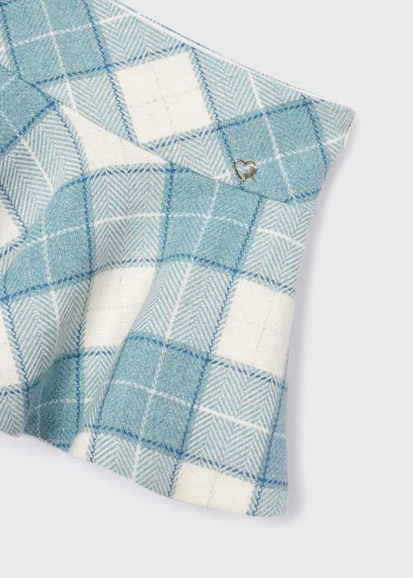 Gonna panno bambina Mayroal fantasia quadri azzurra - ErreGiModaBimbo