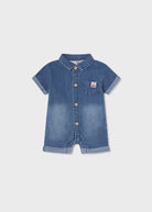 Pagliaccetto denim in cotone sostenibile neonato Mayoral Newborn jeans - ErreGiModaBimbo