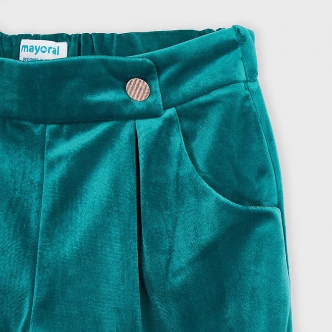 Pantalone palazzo bambina Mayoral velluto verde - ErreGiModaBimbo