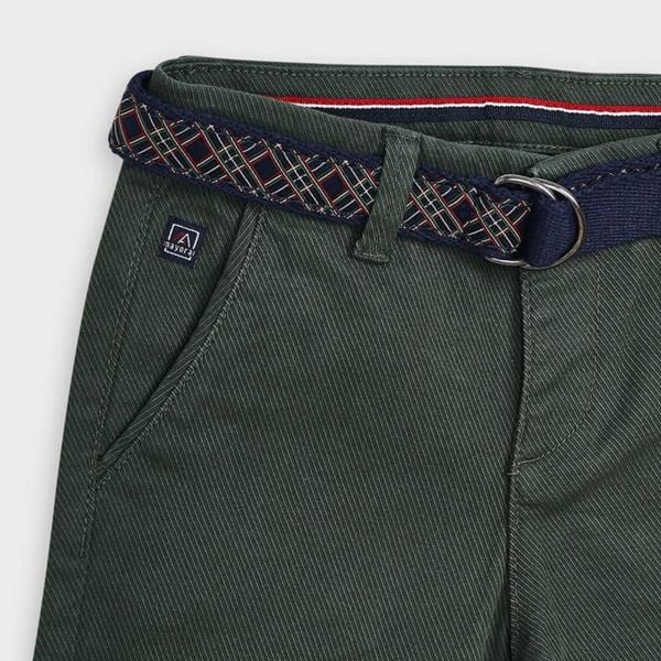 Pantaloni bambino Mayoral tessuto rigato verde con cintura - ErreGiModaBimbo